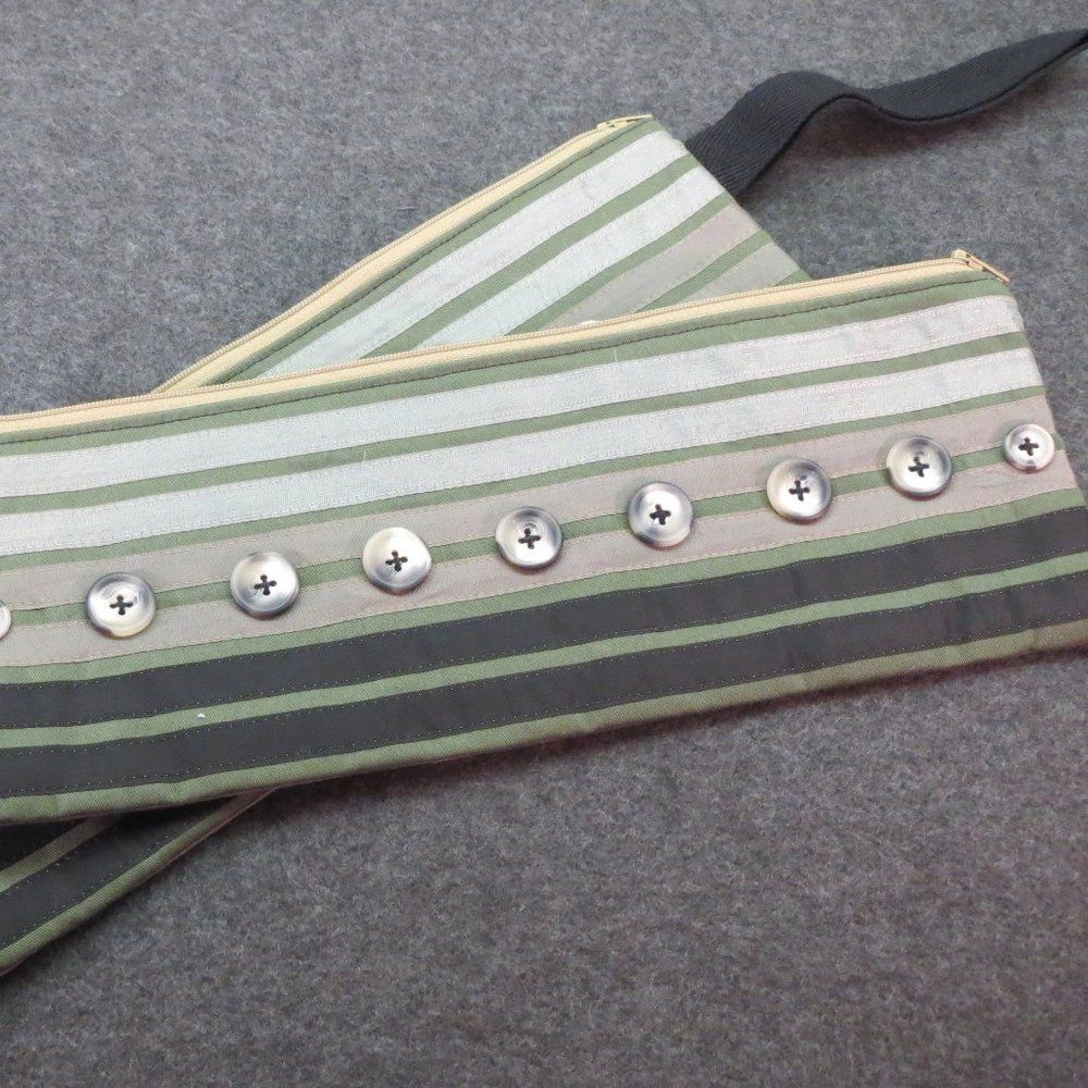 Set of 2 Zippered Long Pouch Flat Iron Curling Iron Bag Knitting Needles NEW